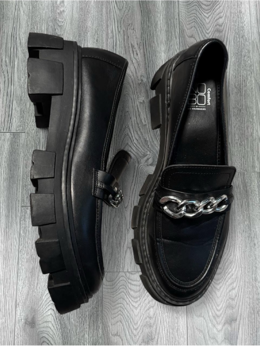 No Boundaries Black Chunky Chain Loafers